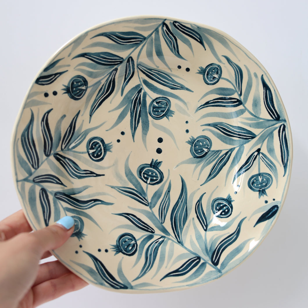 Hand Painted Pomegranate Plate - Teal