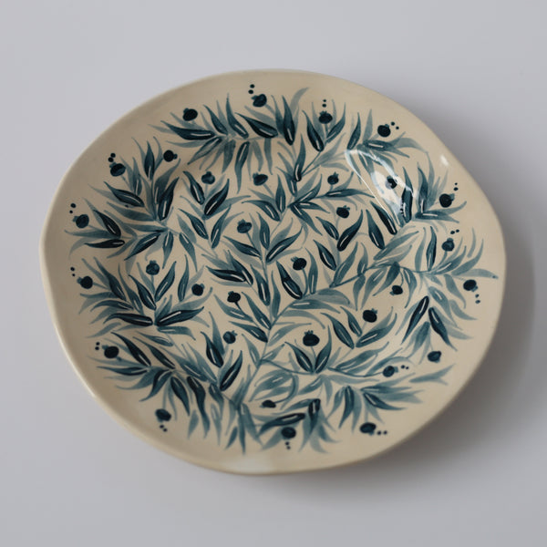 Hand Painted Pomegranate Plate - Teal 02