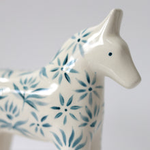 Load image into Gallery viewer, Hand Painted Ceramic Dala Horse - Teal Floral
