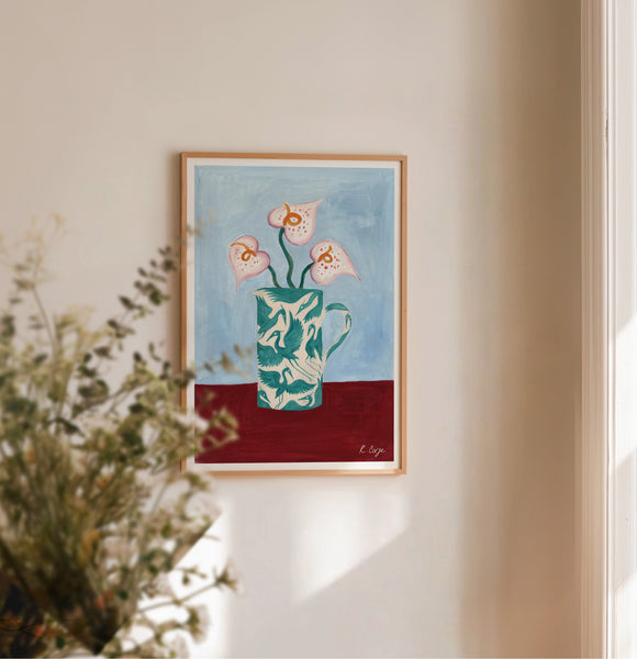 Teal Herons Jug Art Print