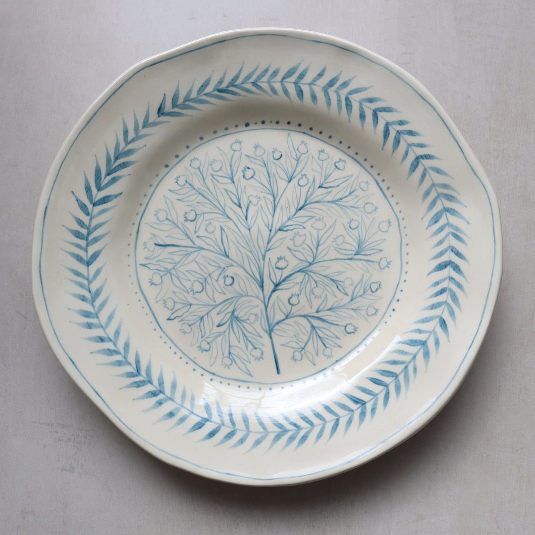 Hand Painted Pomegranate Plate - Teal