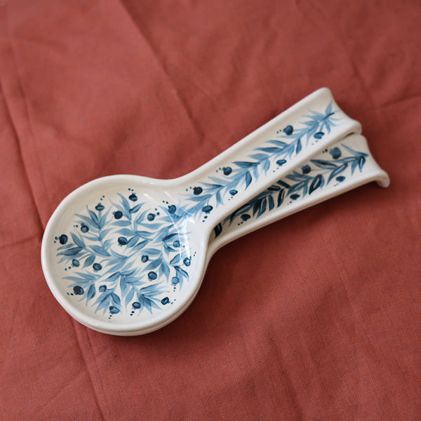 Hand Painted Pomegranate Spoon Rest - Teal