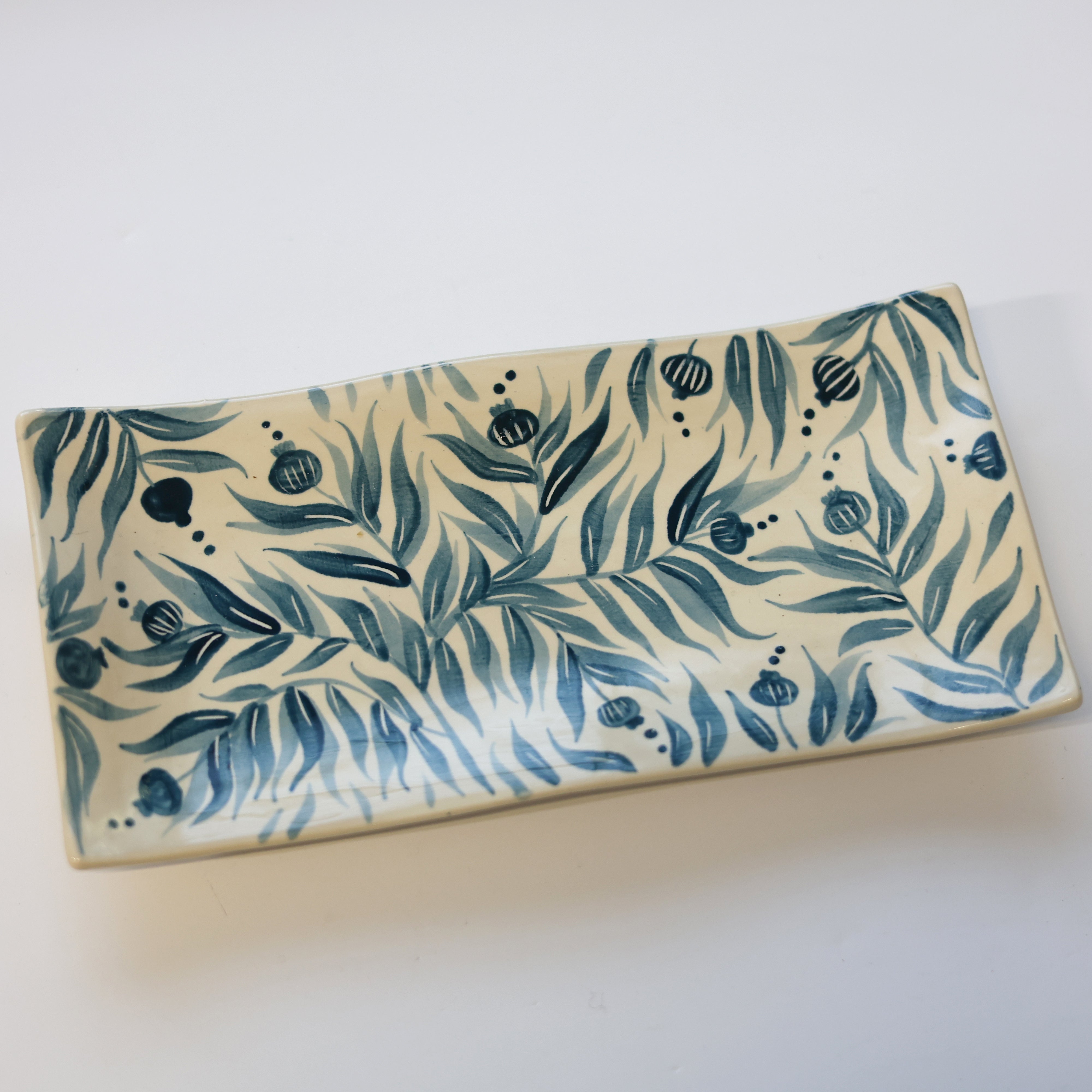 Long Hand Painted Pomegranate Trinket Dish