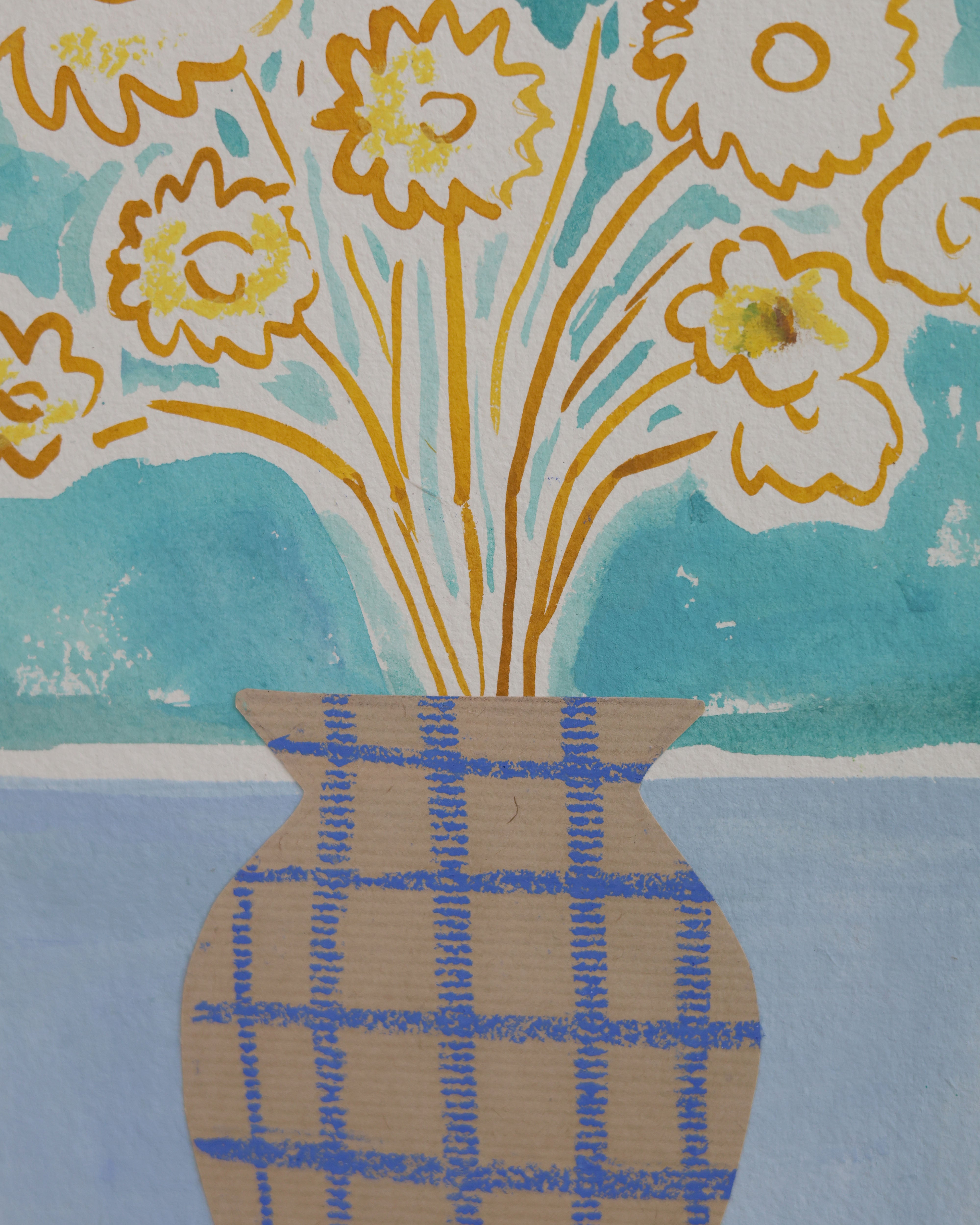 Blue Check Vase