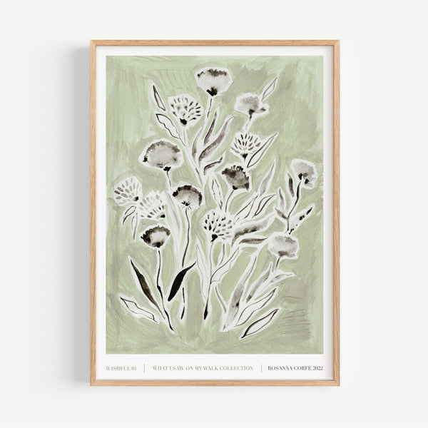A3 - 'Wishful' Green Floral Print