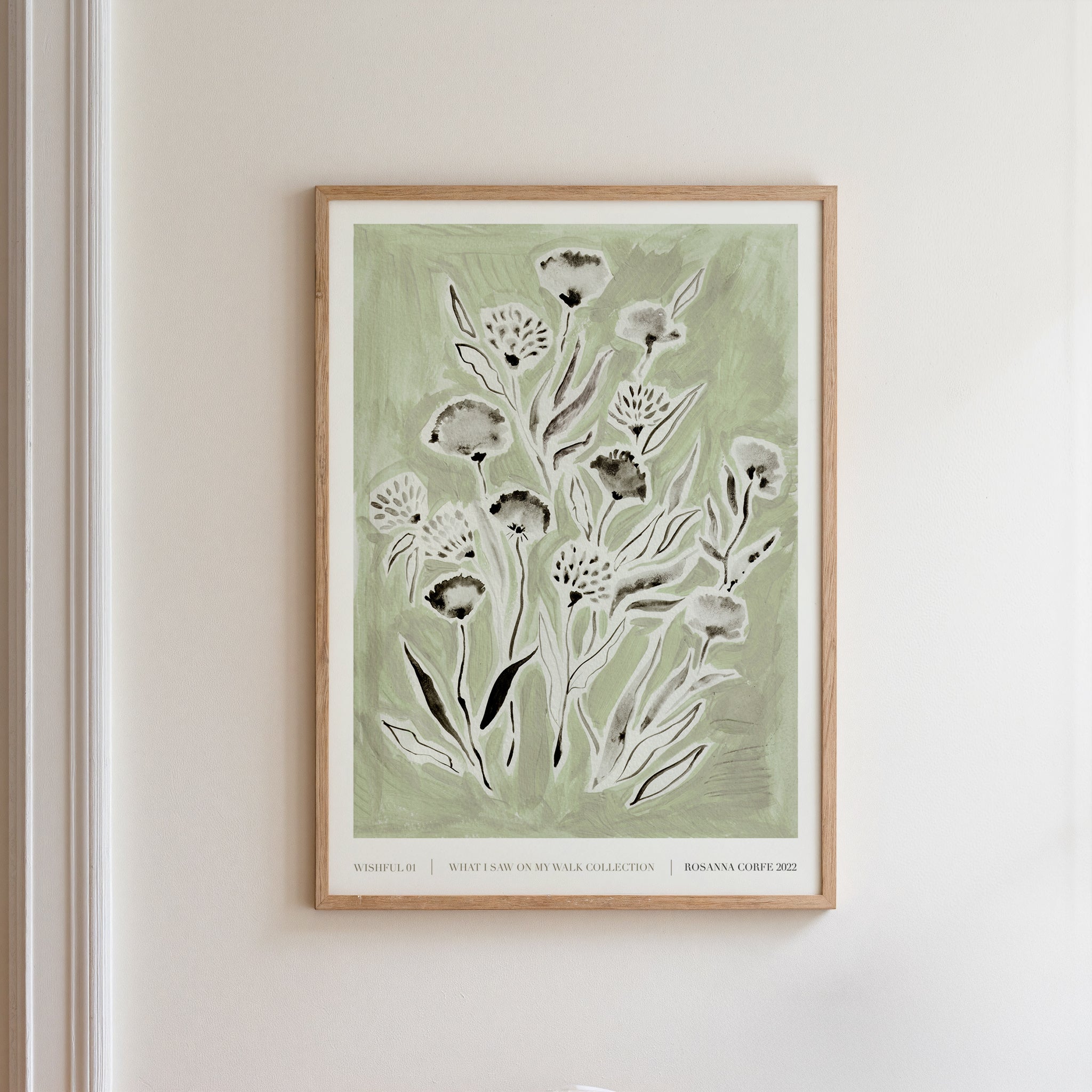 Wishful Green Floral Art Print