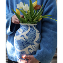 Load image into Gallery viewer, XL Blue Herons Vase | Hand-Painted Ceramic Vase
