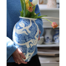 Load image into Gallery viewer, XL Blue Herons Vase | Hand-Painted Ceramic Vase
