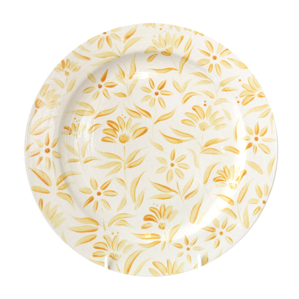'Sunburst' Floral Hand Painted Plate - Yellow