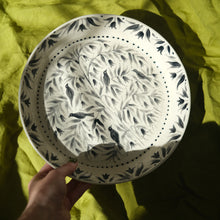 Load image into Gallery viewer, Hand Painted Blackbirds Stoneware Shallow Bowl
