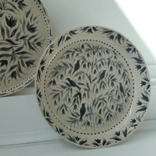 Load image into Gallery viewer, Hand Painted Blackbirds Stoneware Shallow Bowl
