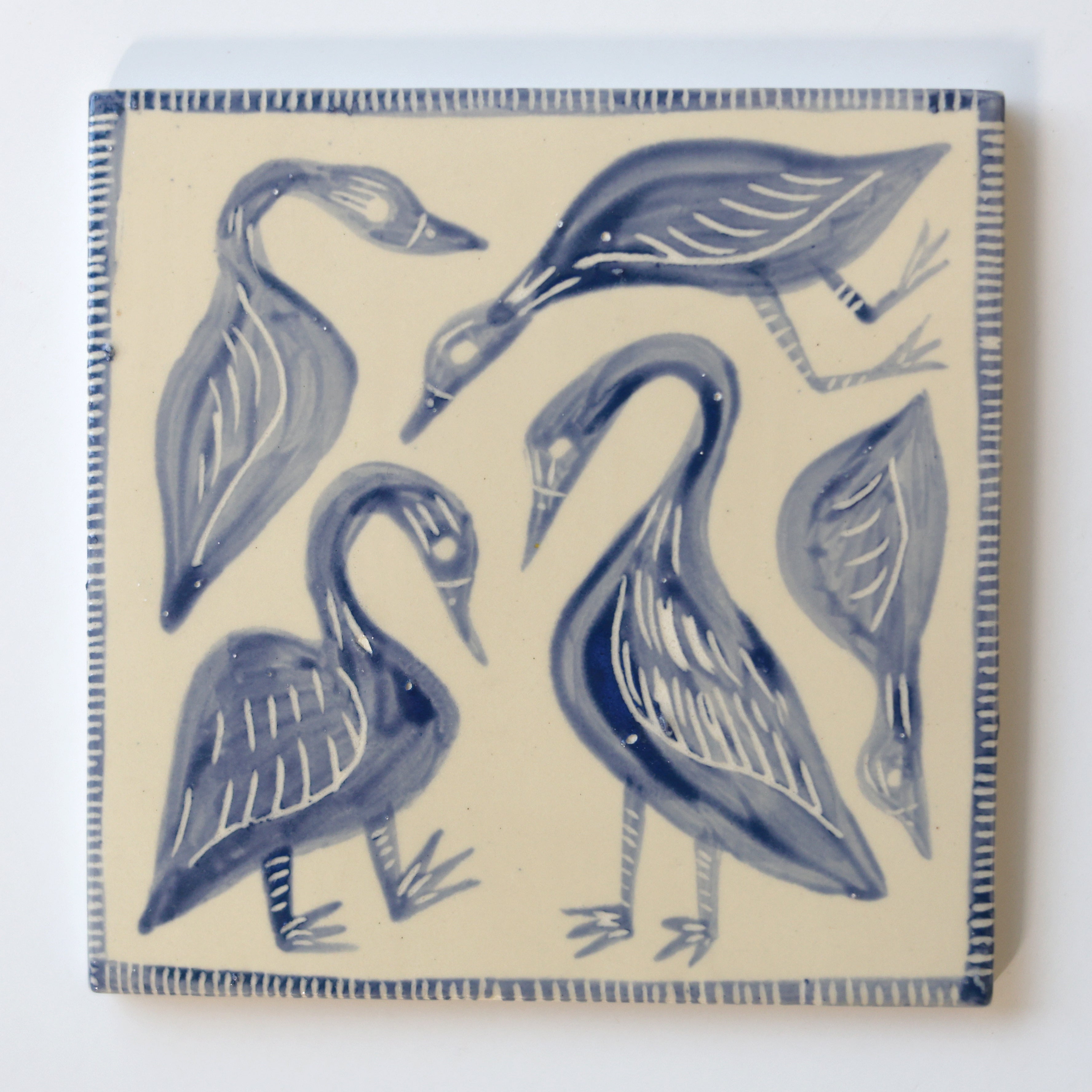 One-of-a-Kind Hand-Painted Ceramic Tiles - Blue