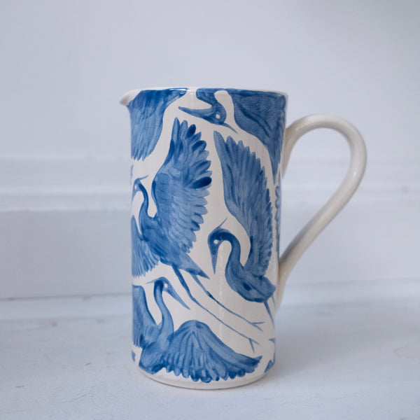 Seconds Sale: Large Herons Jug Pitcher Vase - Royal Blue