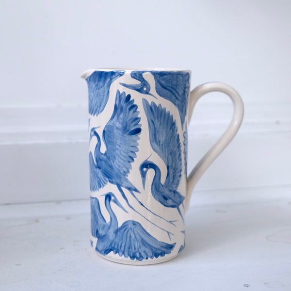 Seconds Sale: Large Herons Jug Pitcher Vase - Royal Blue