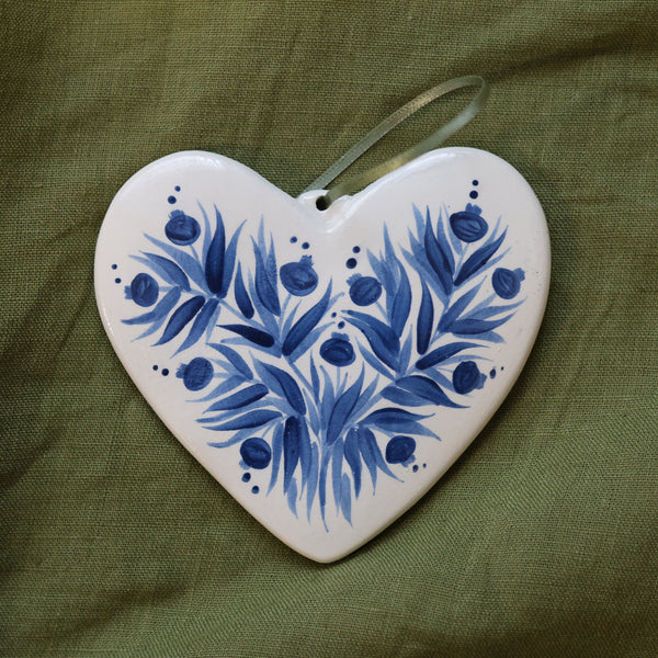 Hand Painted Ceramic Heart Ornament