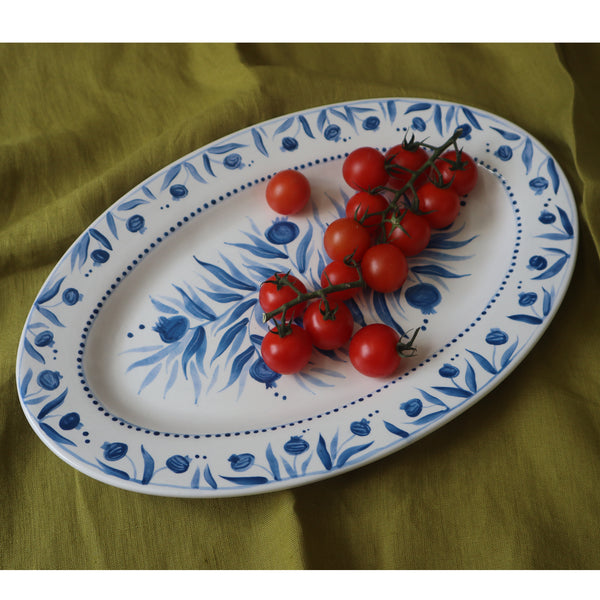 Hand Painted Small Pomegranate Platter - Blue