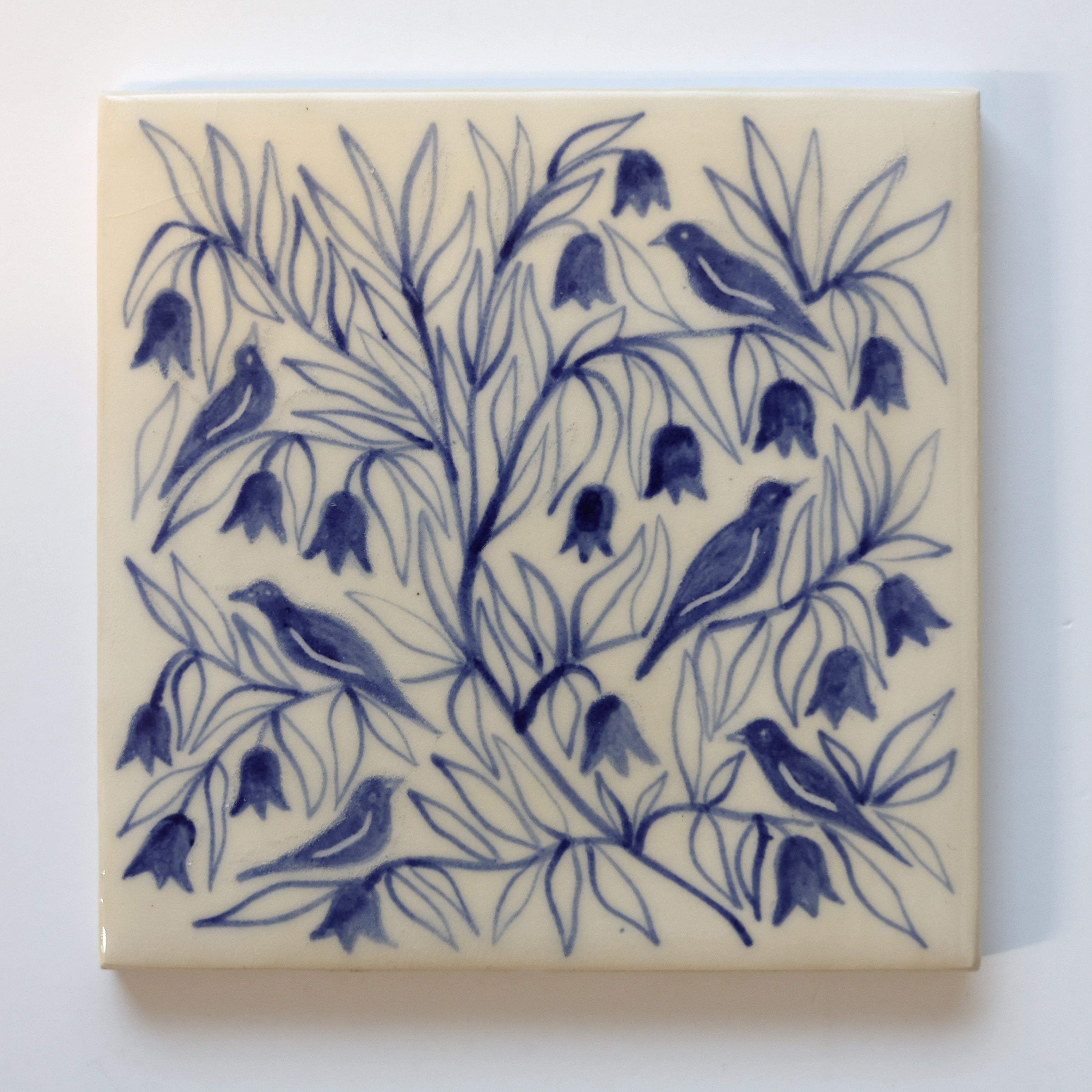 One-of-a-Kind Hand-Painted Ceramic Tiles - Blue