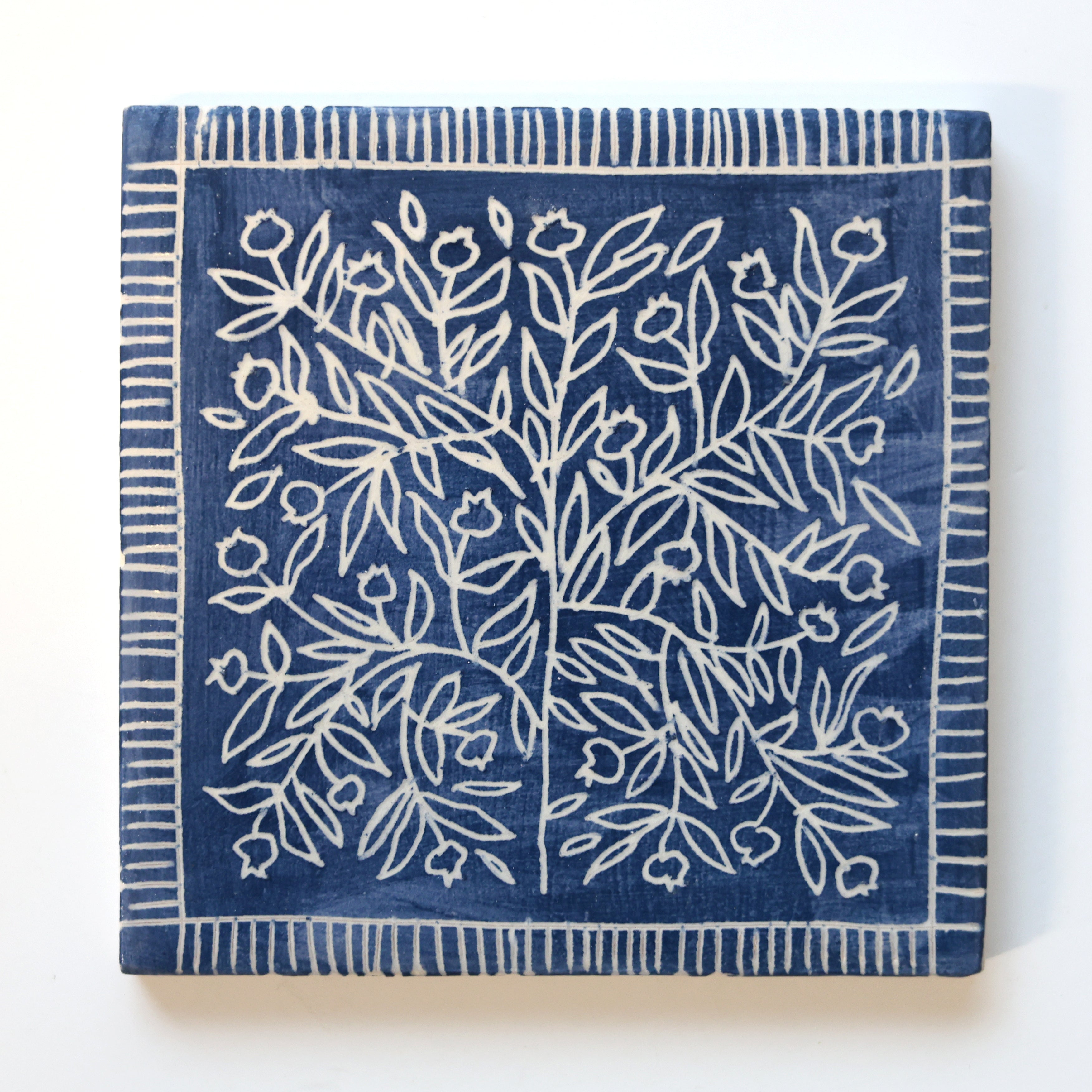 One-of-a-Kind Hand-Painted Ceramic Tiles - Blue