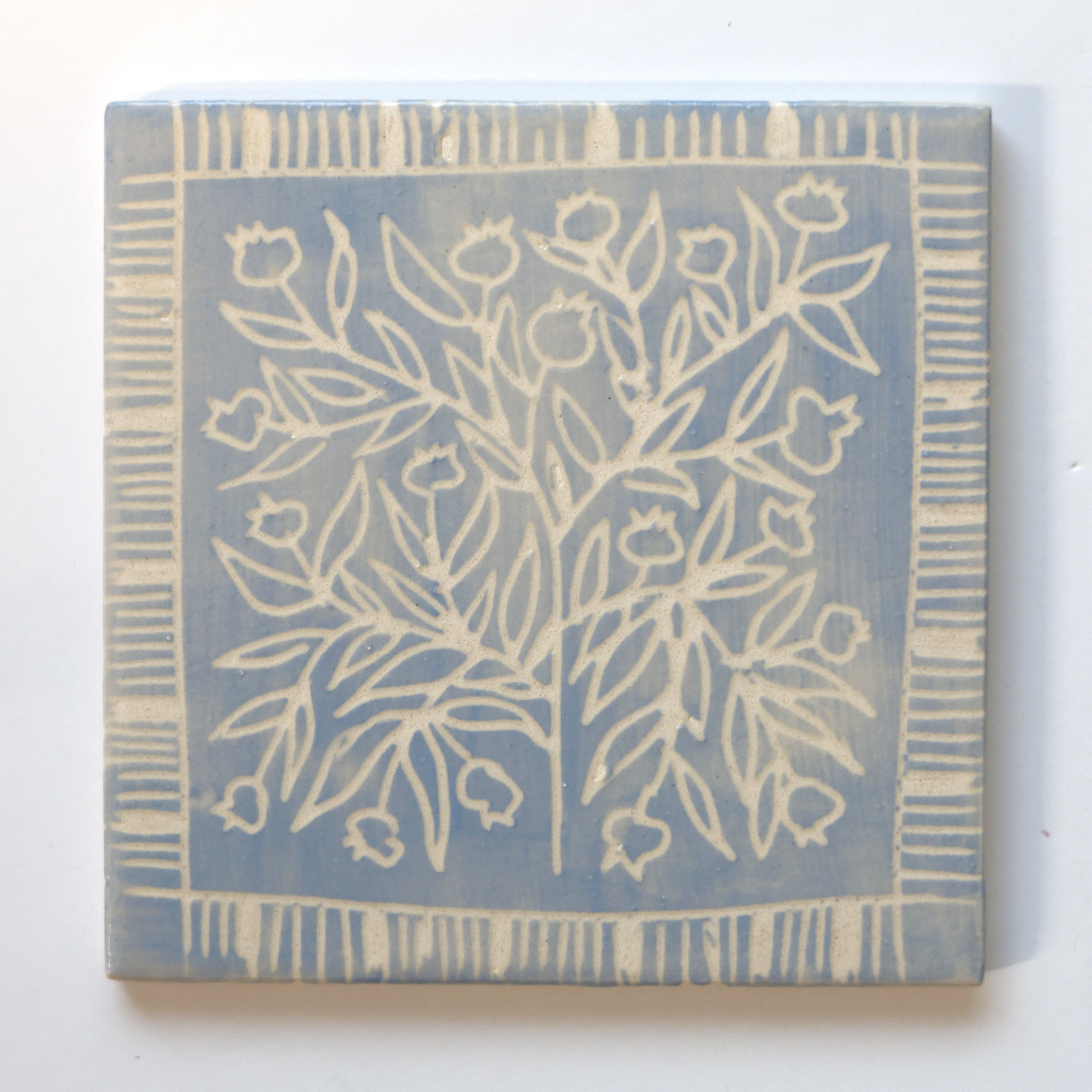 One-of-a-Kind Hand-Painted Ceramic Tiles - Blue