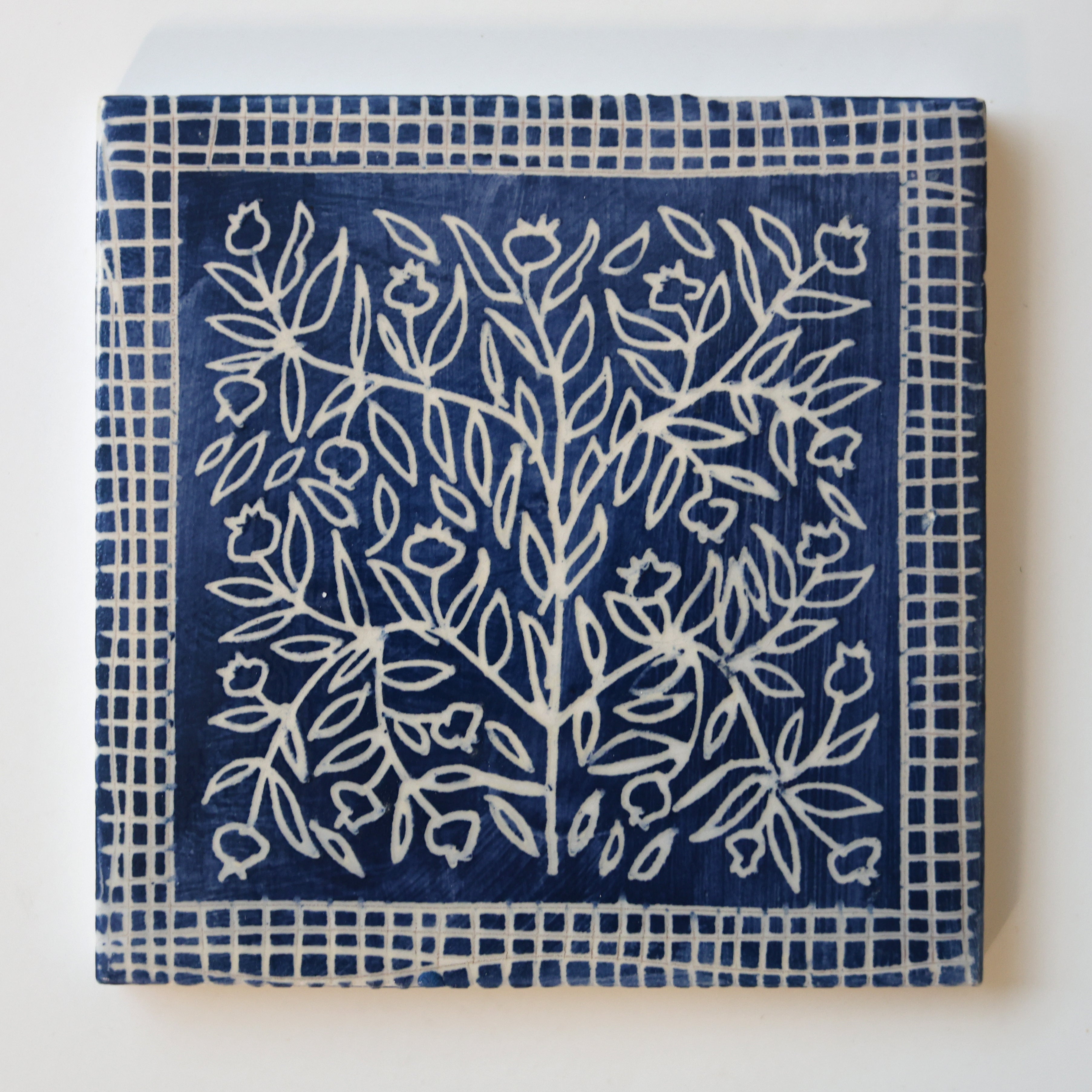 One-of-a-Kind Hand-Painted Ceramic Tiles - Blue