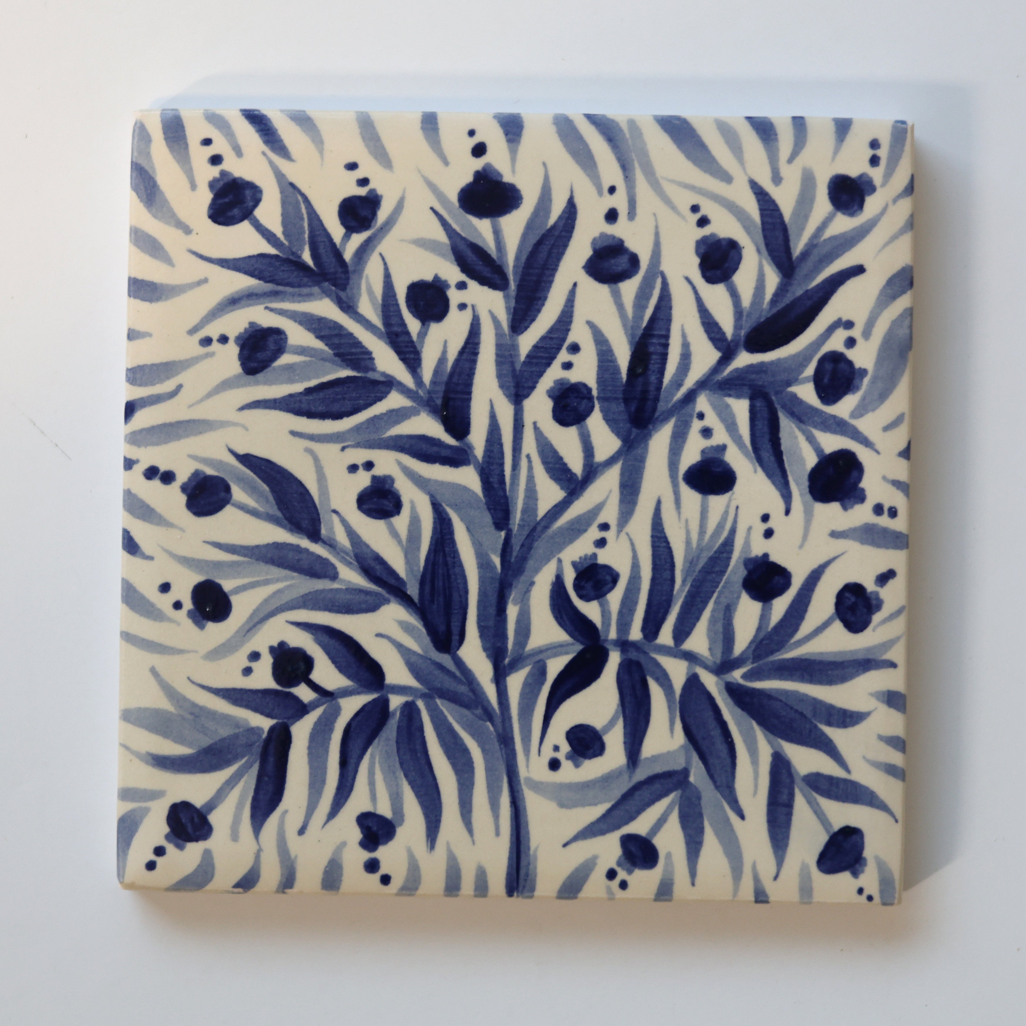 One-of-a-Kind Hand-Painted Ceramic Tiles - Blue