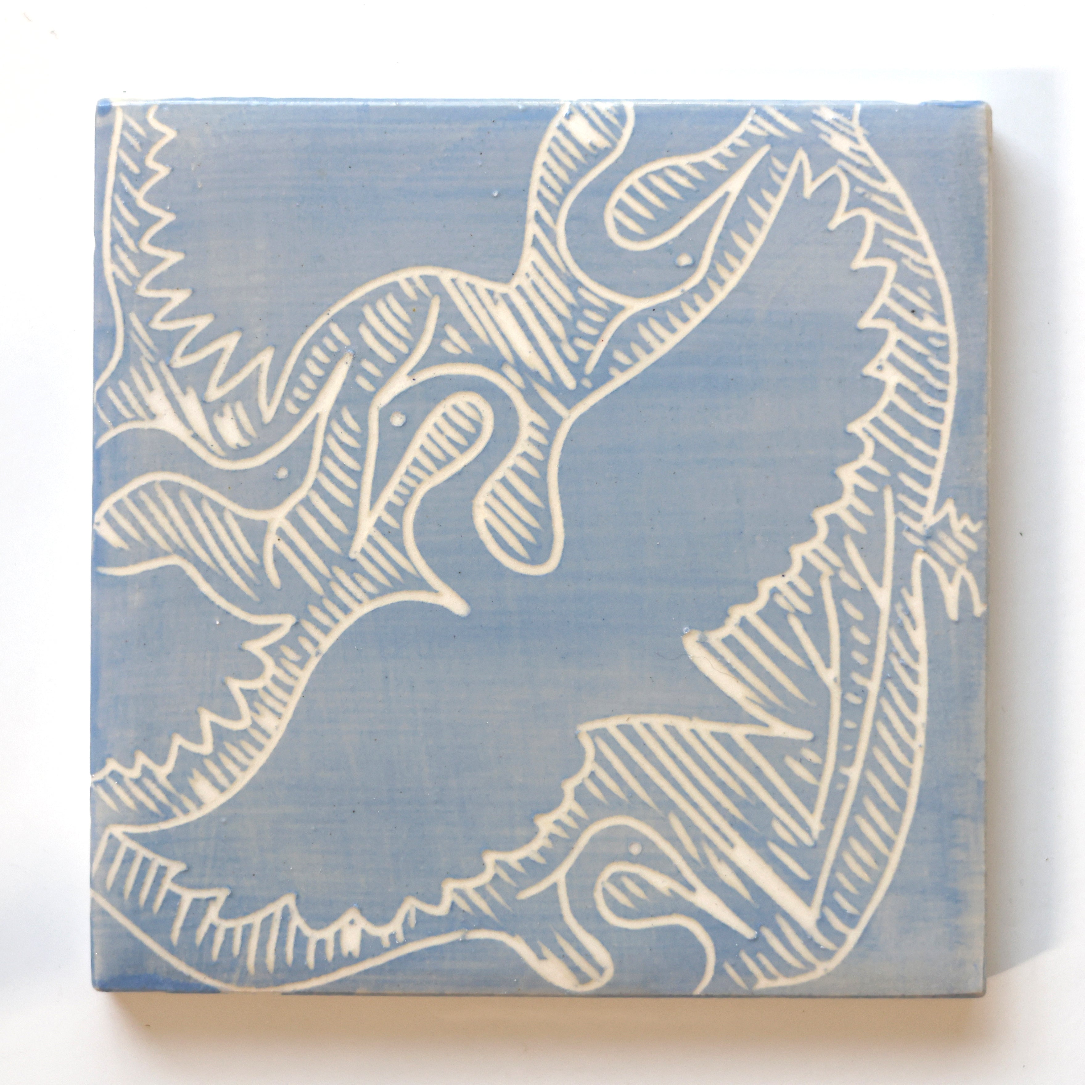 One-of-a-Kind Hand-Painted Ceramic Tiles - Blue