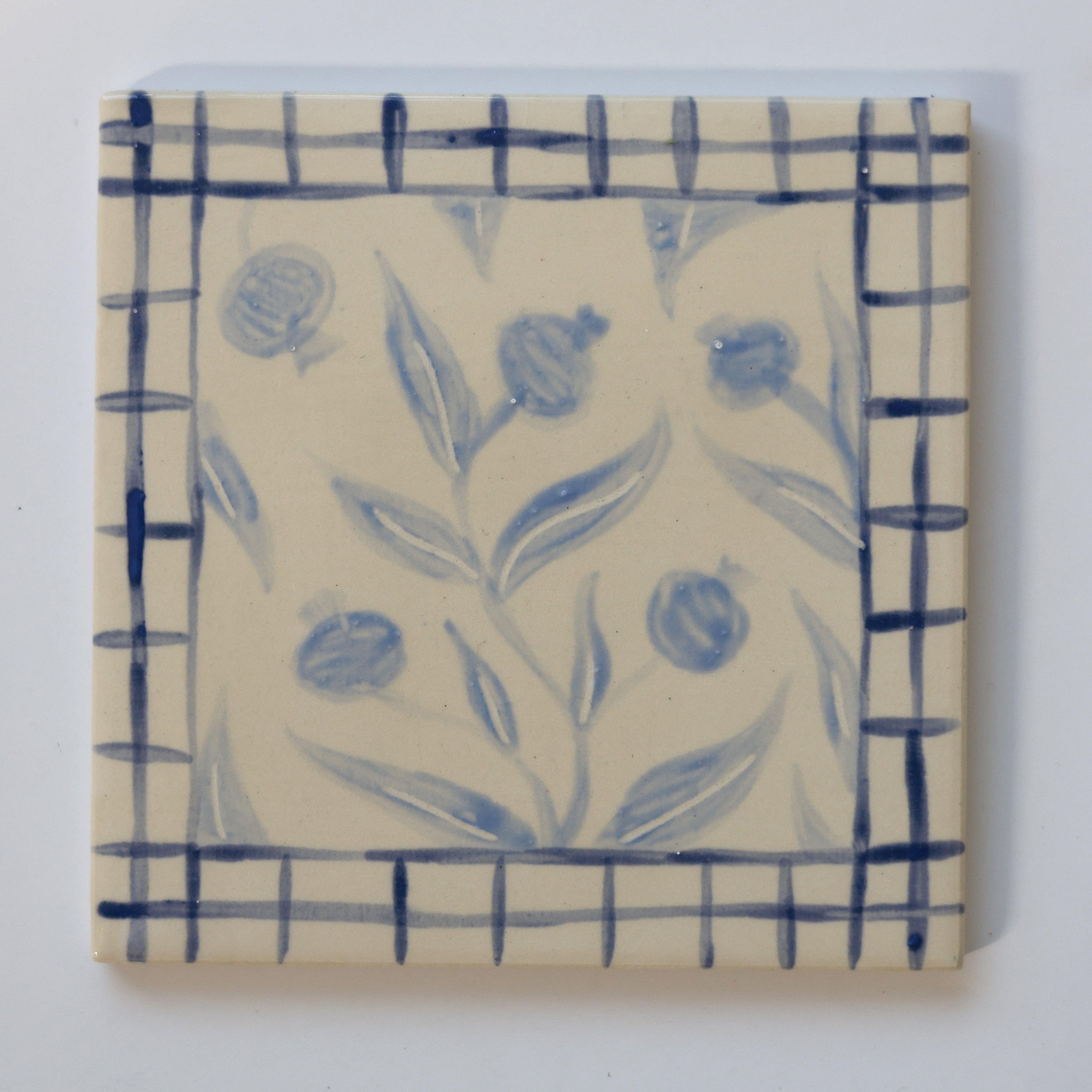 One-of-a-Kind Hand-Painted Ceramic Tiles - Blue