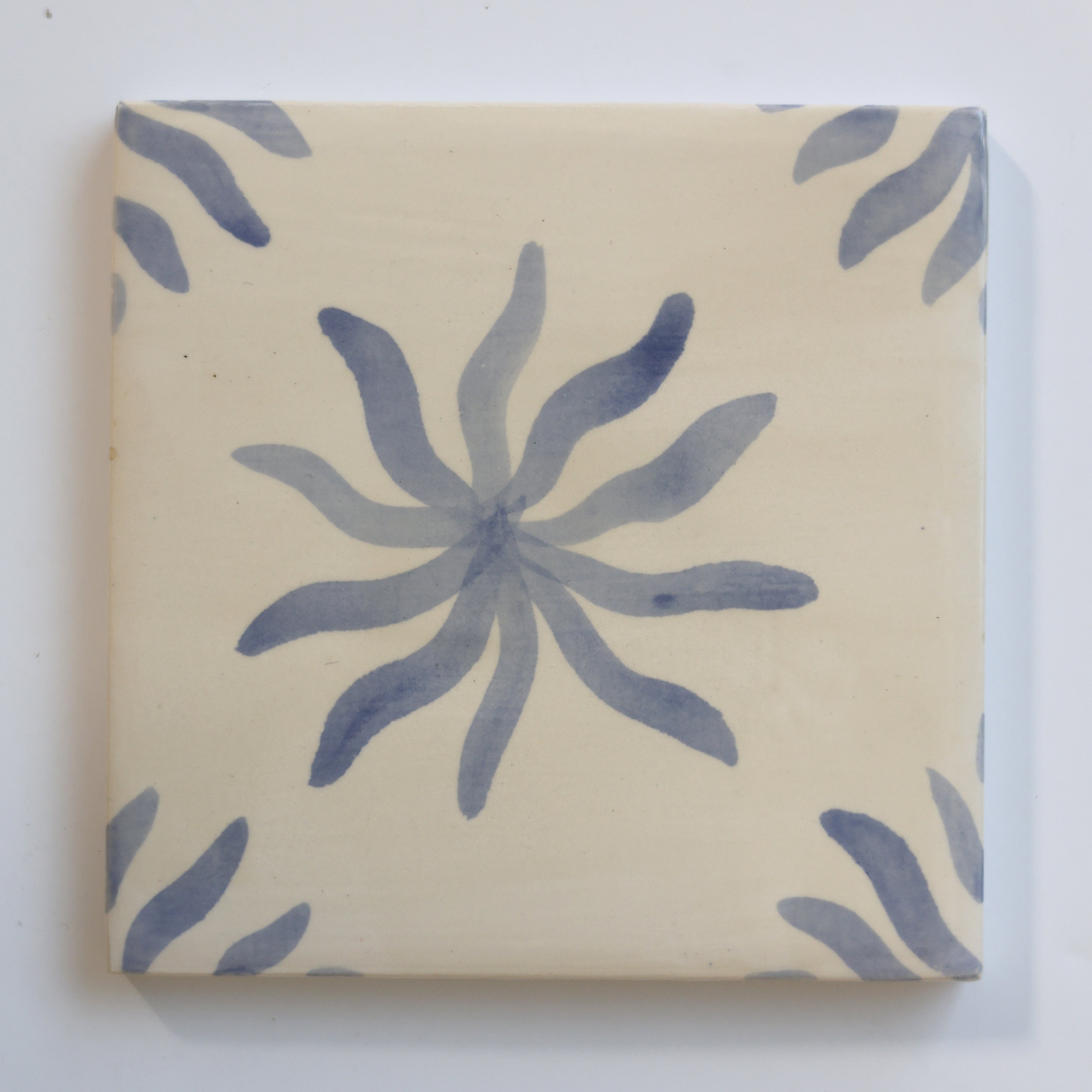 One-of-a-Kind Hand-Painted Ceramic Tiles - Blue