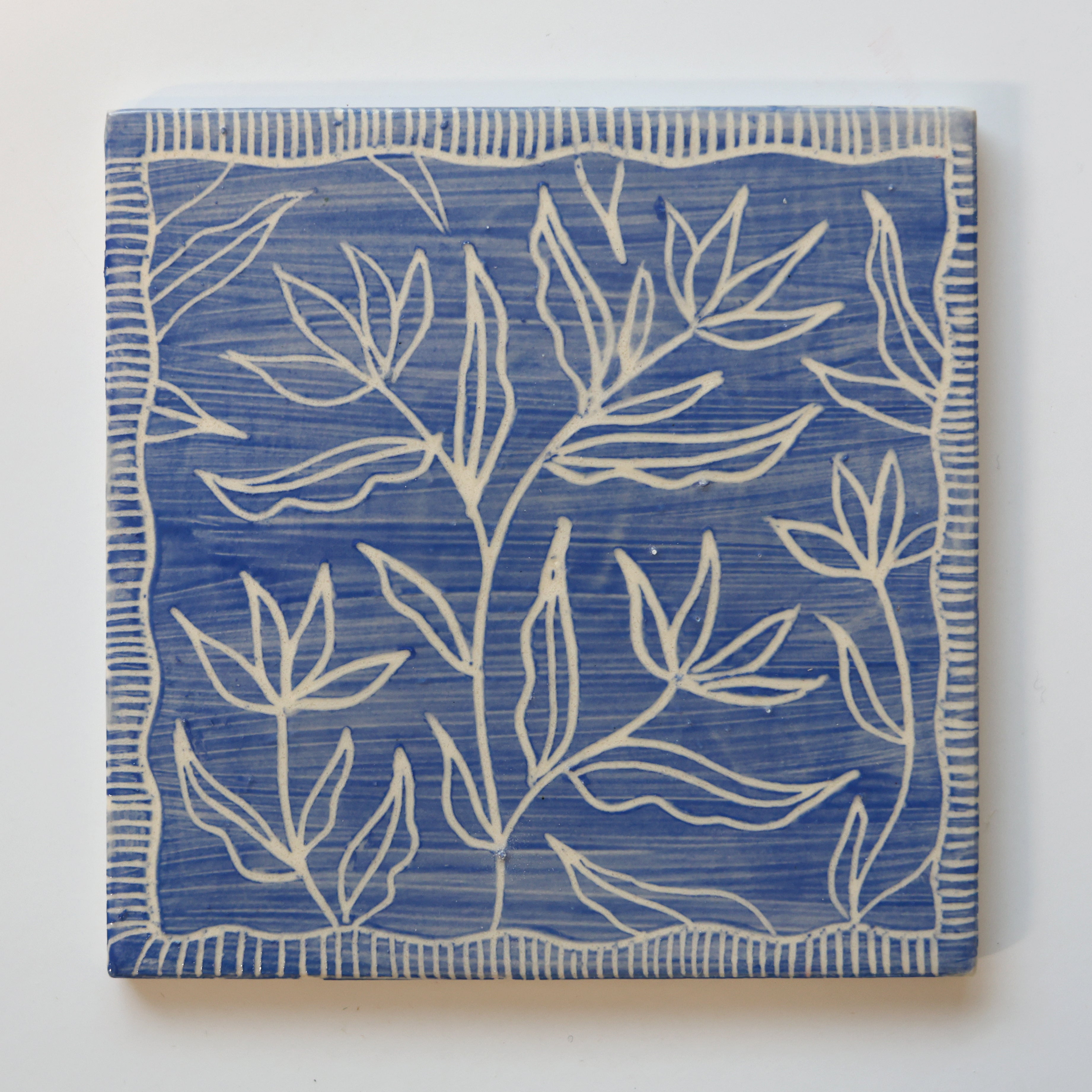 One-of-a-Kind Hand-Painted Ceramic Tiles - Blue