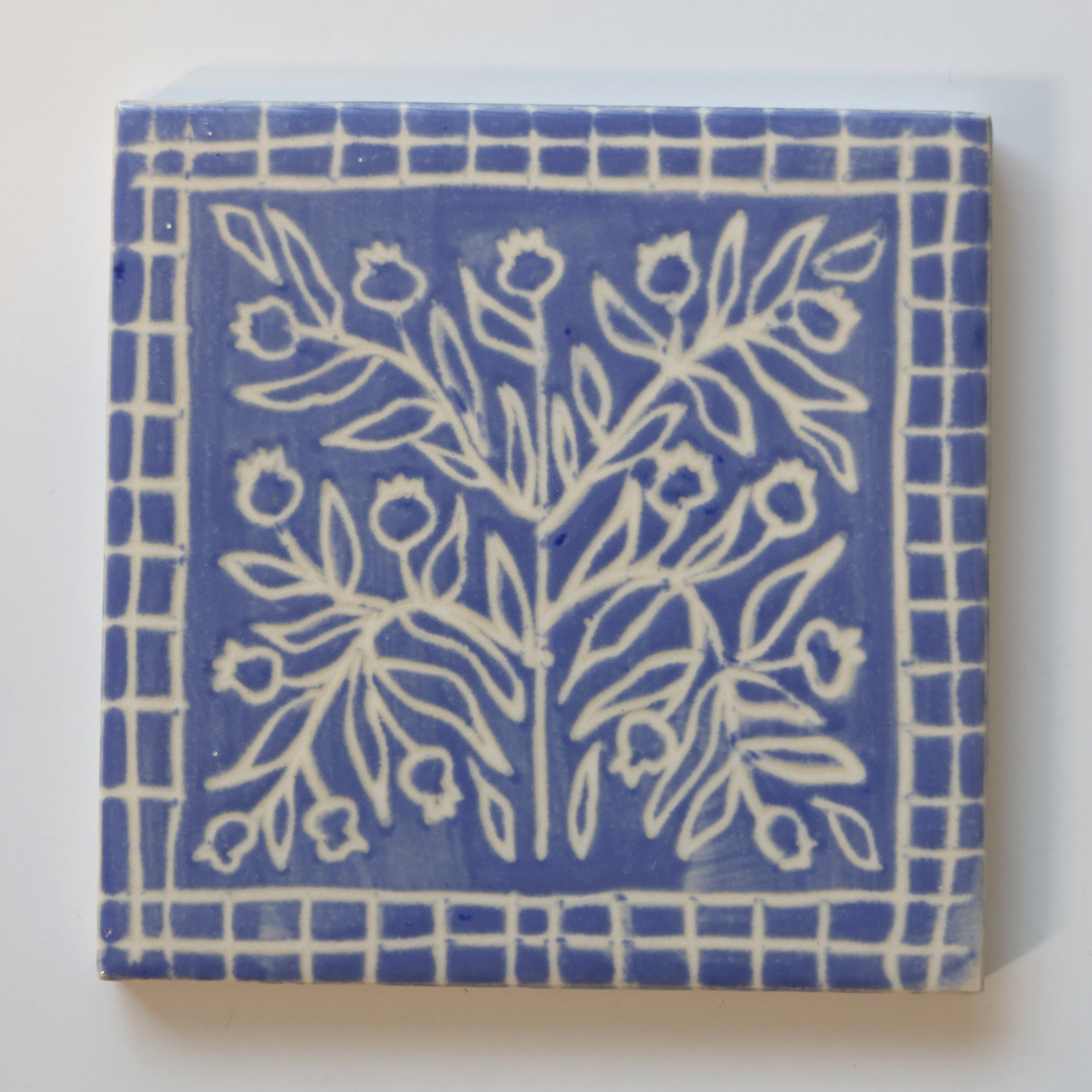 One-of-a-Kind Hand-Painted Ceramic Tiles - Blue