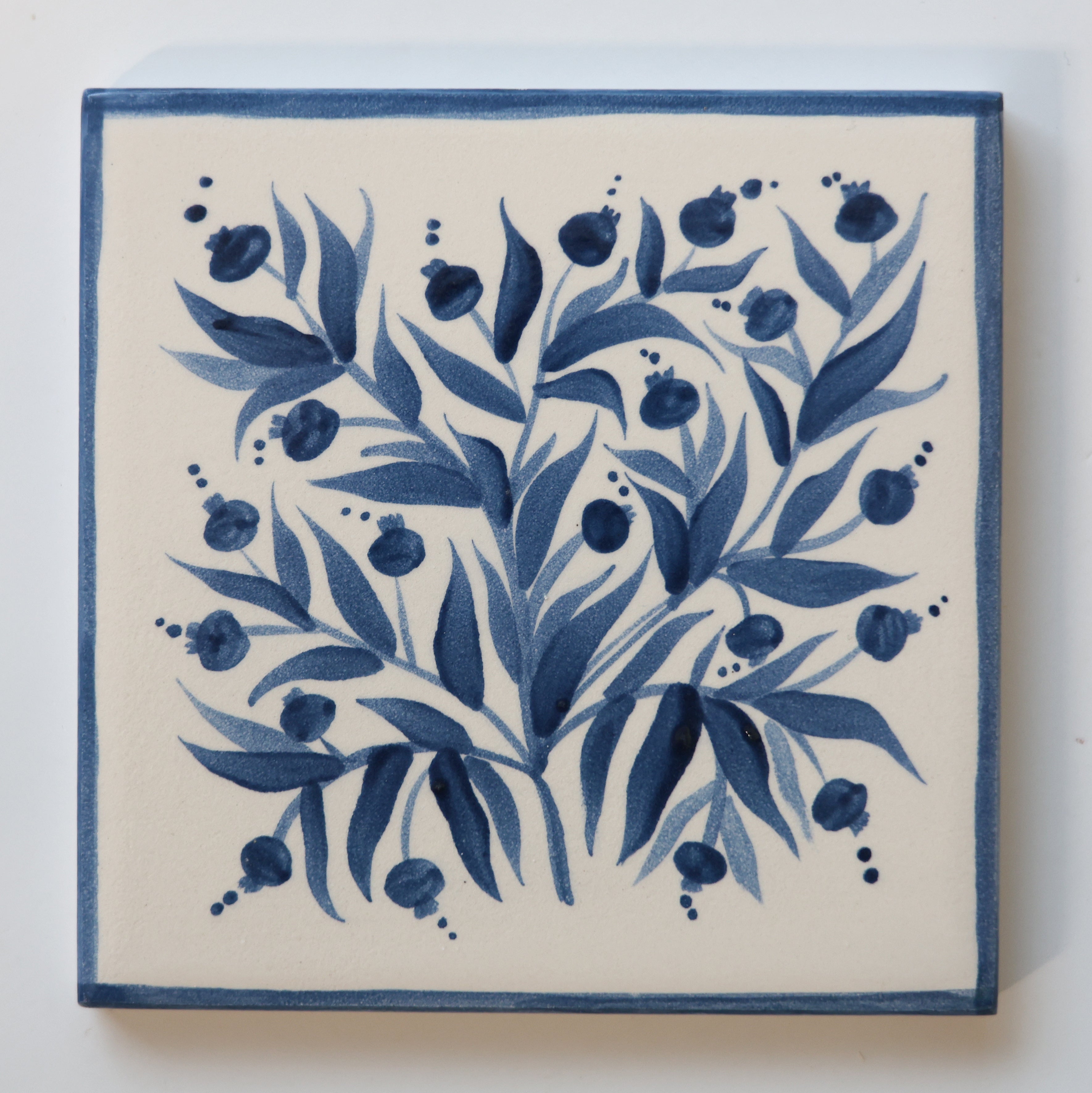 One-of-a-Kind Hand-Painted Ceramic Tiles - Blue
