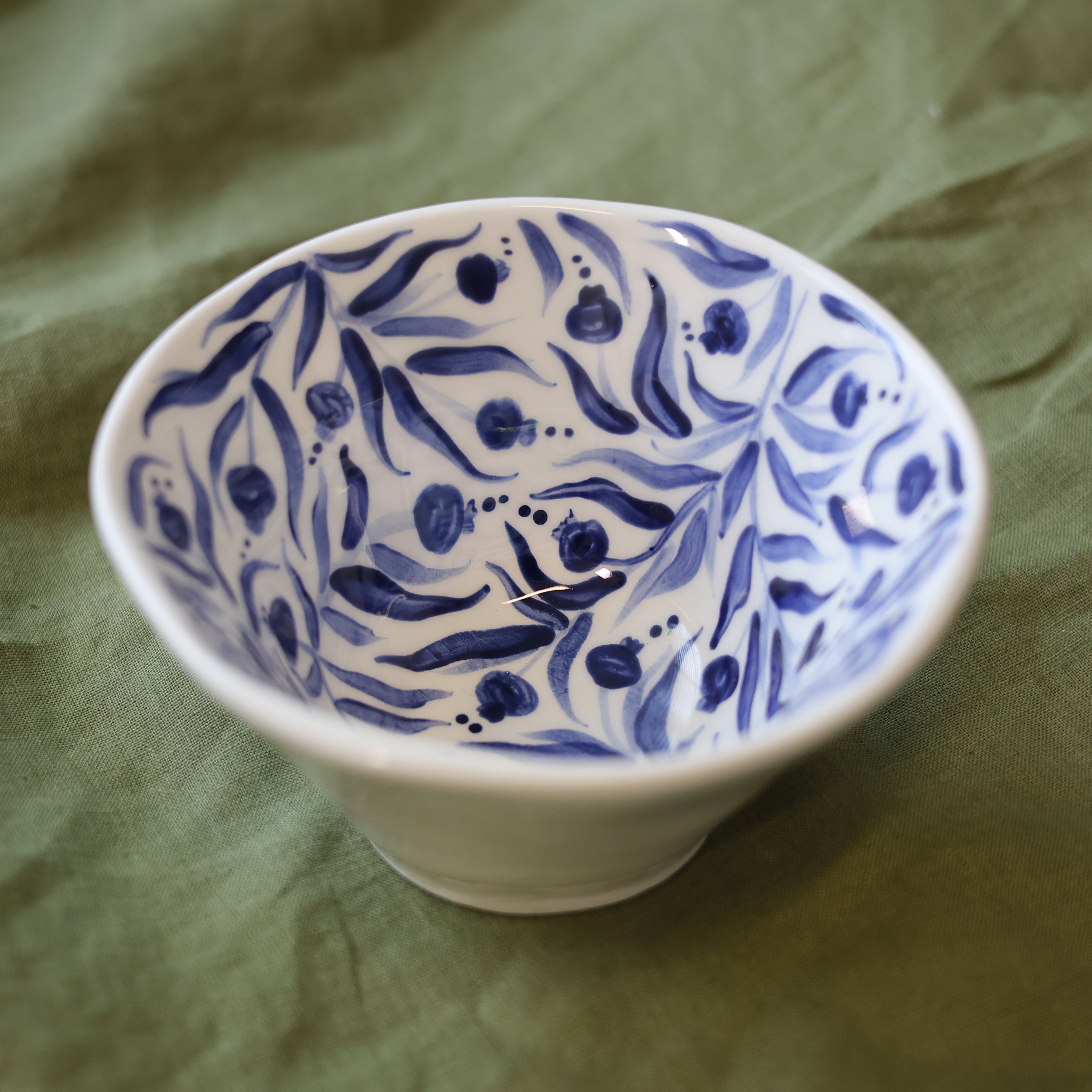 Hand Painted Pomegranate Bowl - Deep Blue