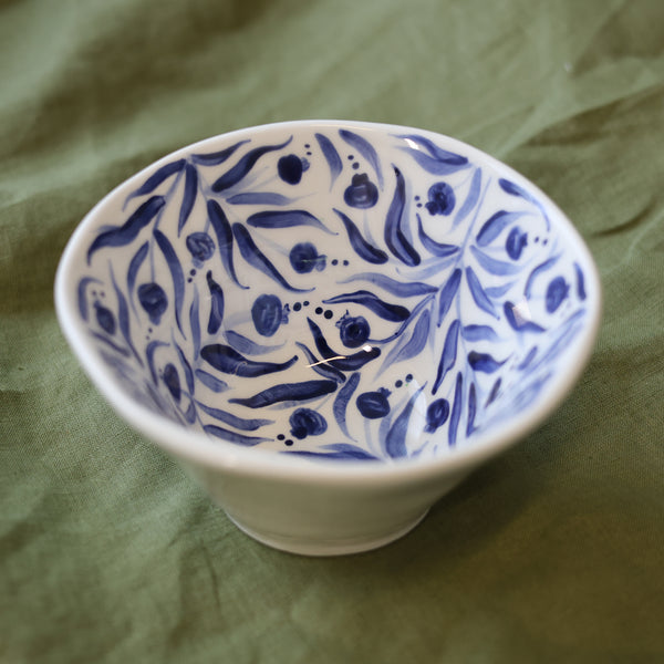 Hand Painted Pomegranates Bowl - Deep Blue