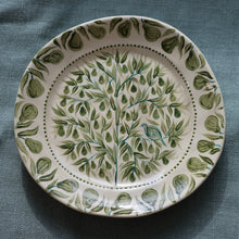Load image into Gallery viewer, Partridge in a Pear Tree Hand-Painted Large Plate - Green
