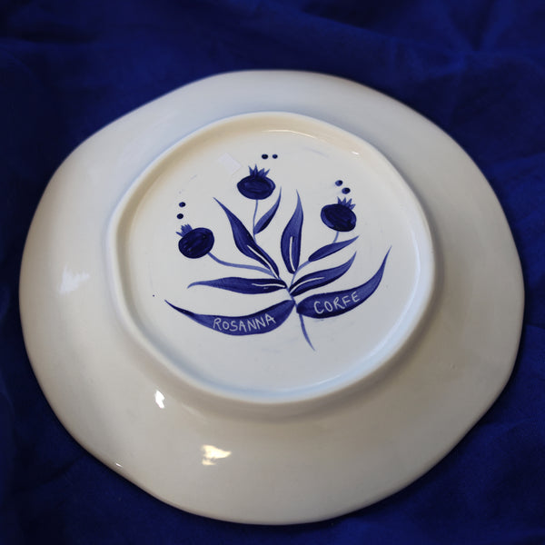 Hand Painted Pomegranate Plate - Blue