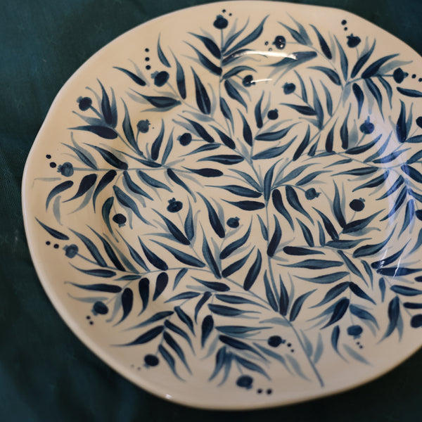 Hand Painted Pomegranate Plate - Teal