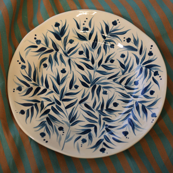 Hand Painted Pomegranate Plate - Teal