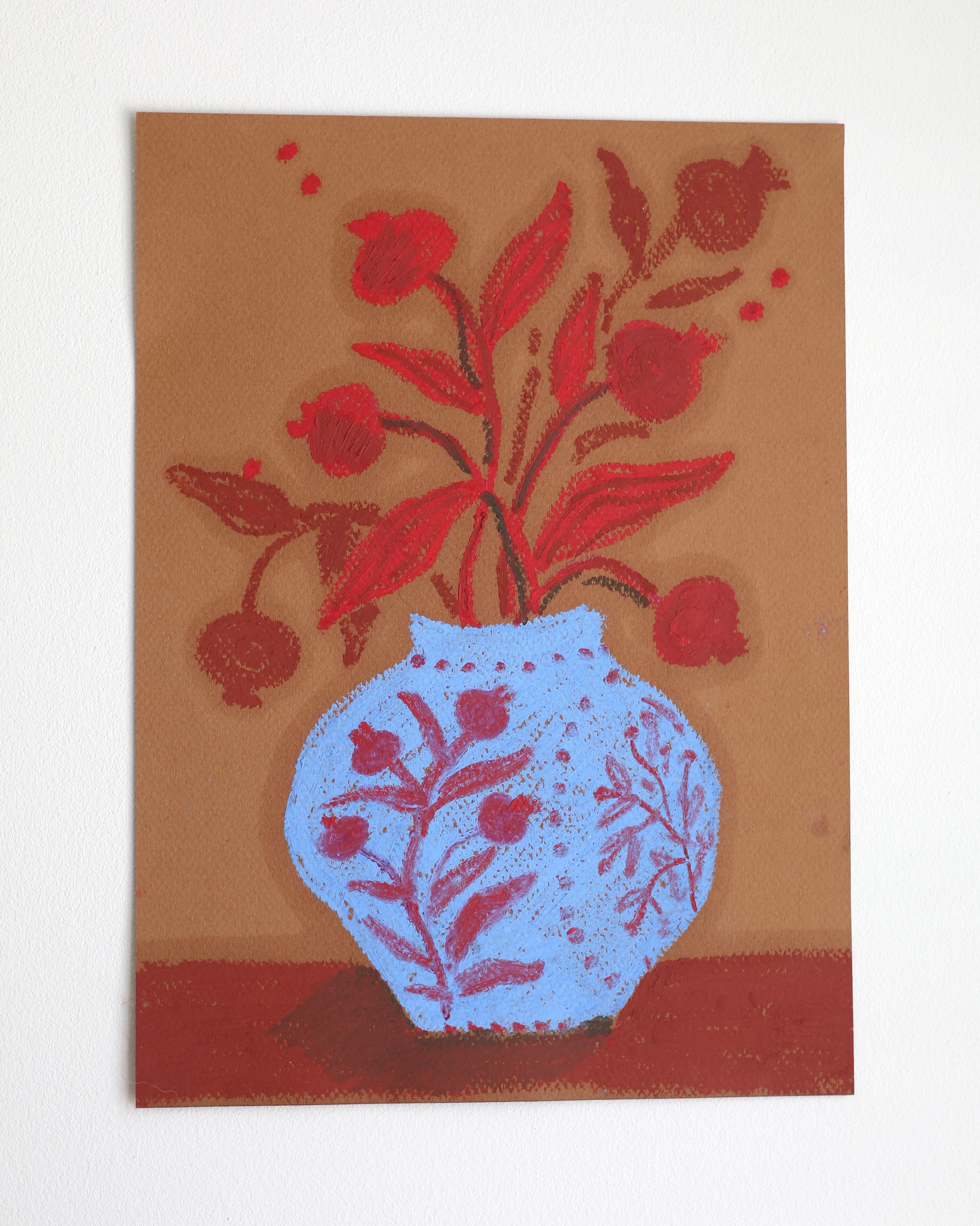 Blue Pomegranate Vase II