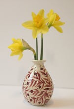 Load image into Gallery viewer, Hand Painted Pomegranate Bud Vase - Maroon
