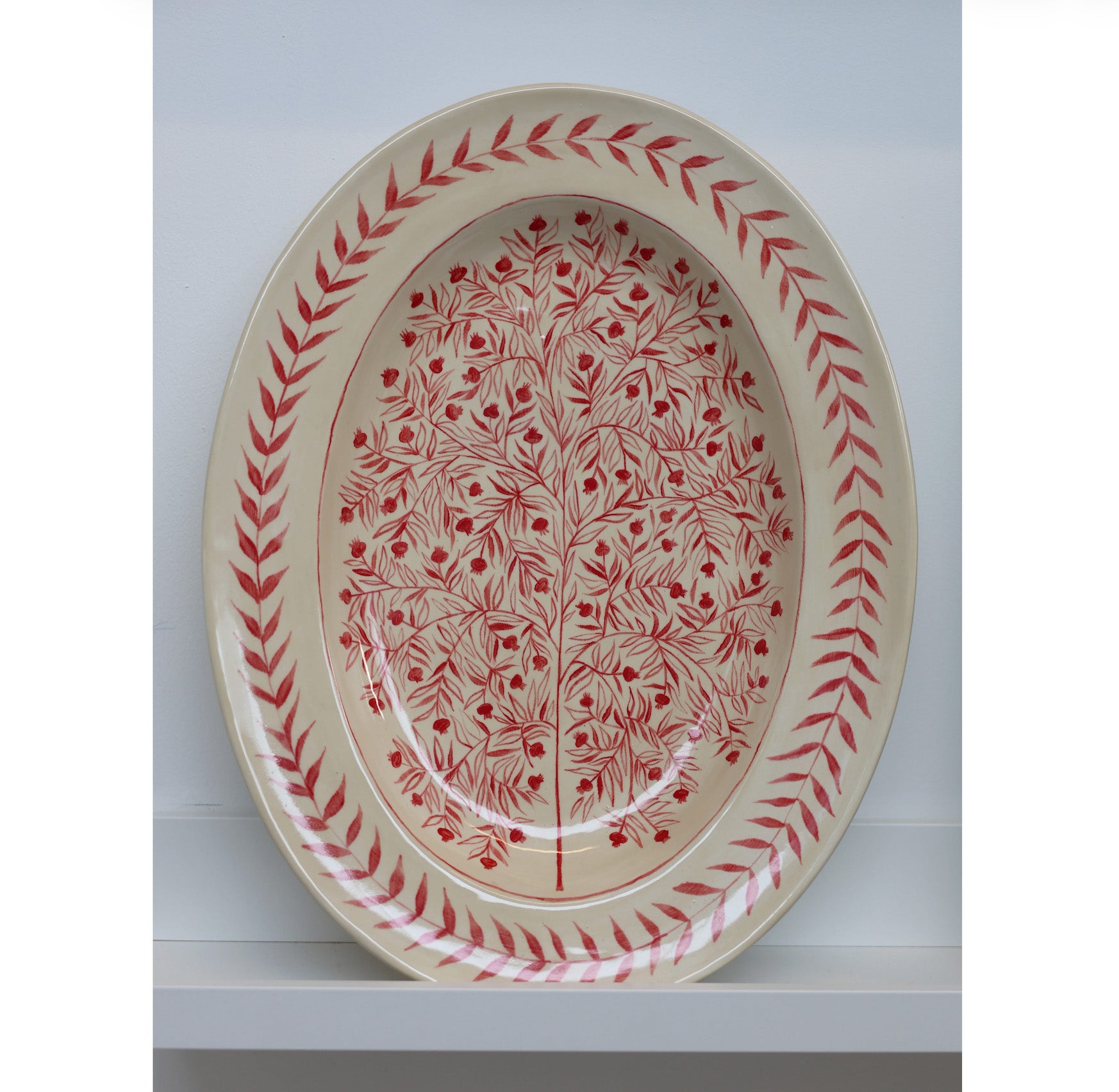 Hand Painted Pomegranate Platter - Red