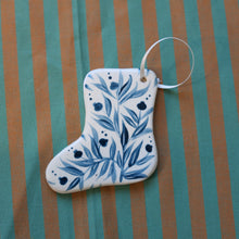 Load image into Gallery viewer, Hand Painted Ceramic Christmas Stocking Ornament
