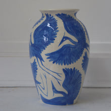 Load image into Gallery viewer, Seconds Sale: Large Hand Painted Herons Vase - Bright Blue
