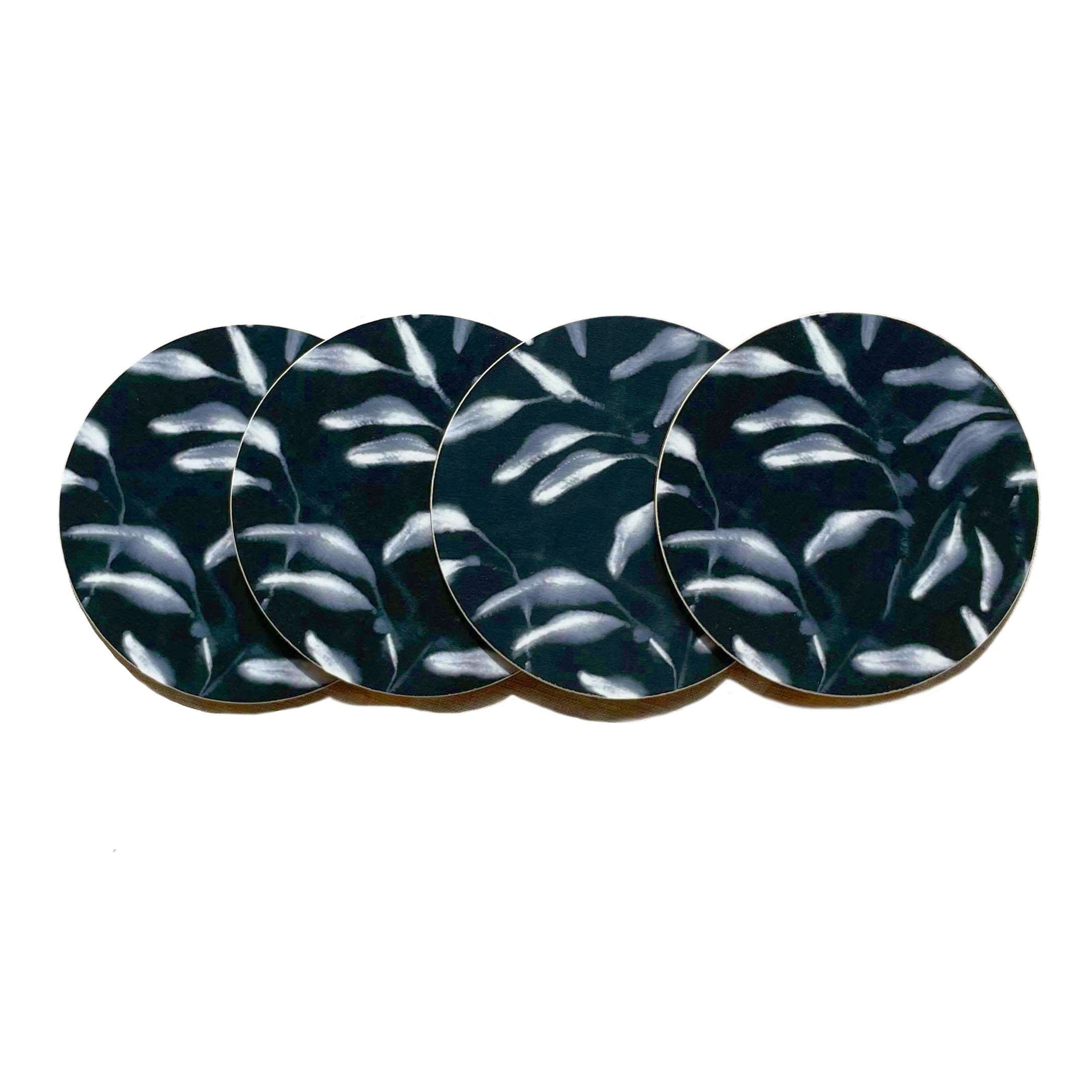 Set of 4 Amongst Round Coasters, Black Navy