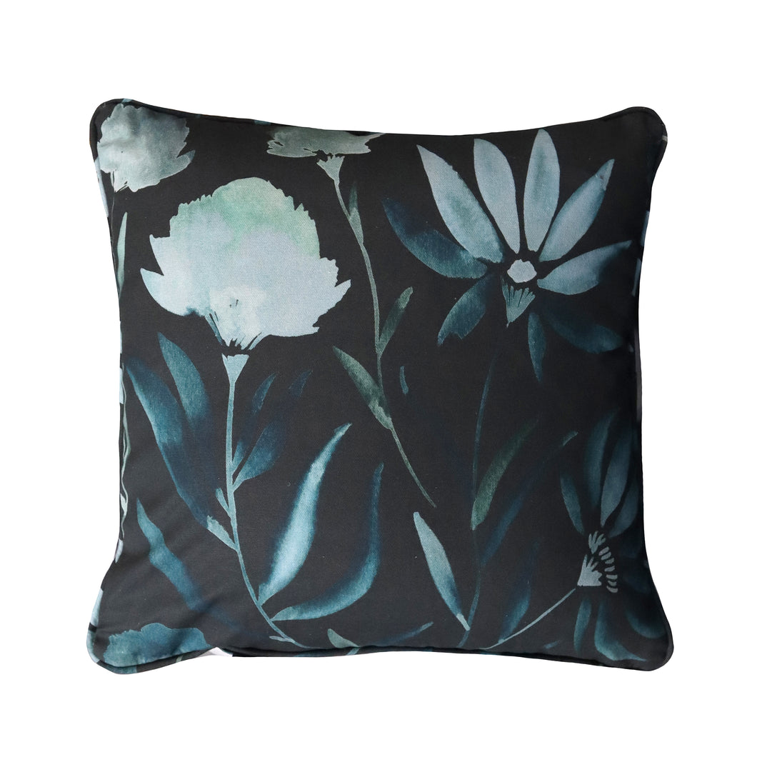 Bloom Dark Green Floral Organic Cotton Cushion