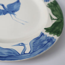 Load image into Gallery viewer, Sample Sale: Hand Painted Green &amp; Blue Herons Dinner Plate
