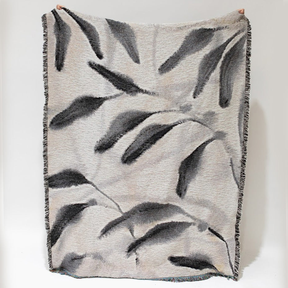 Amongst Recycled Cotton Woven Throw, Charcoal Grey Beige