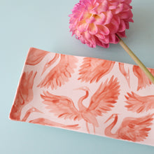 Load image into Gallery viewer, Long Hand Painted Heron Trinket Dish - Coral
