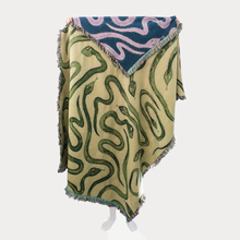 Load image into Gallery viewer, Snakes Recycled Cotton Woven Throw - Green
