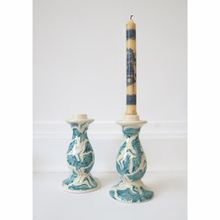 Load image into Gallery viewer, Hand Painted Herons Candlestick - Teal
