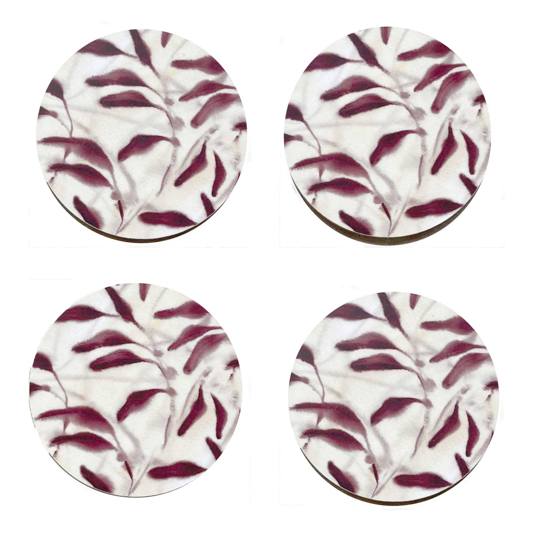 Set of 4 Amongst Round Coasters, Red